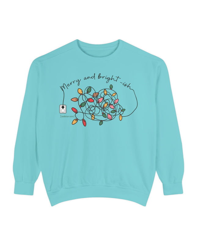 Holiday Lights Sweatshirt — “Merry and Bright-ish” Cozy Christmas Crewneck