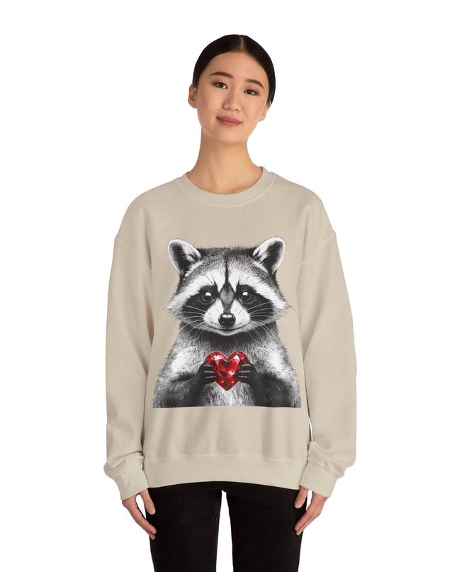 Raccoon with Red Gem Sweatshirt — Resourceful, Resilient & Worth It