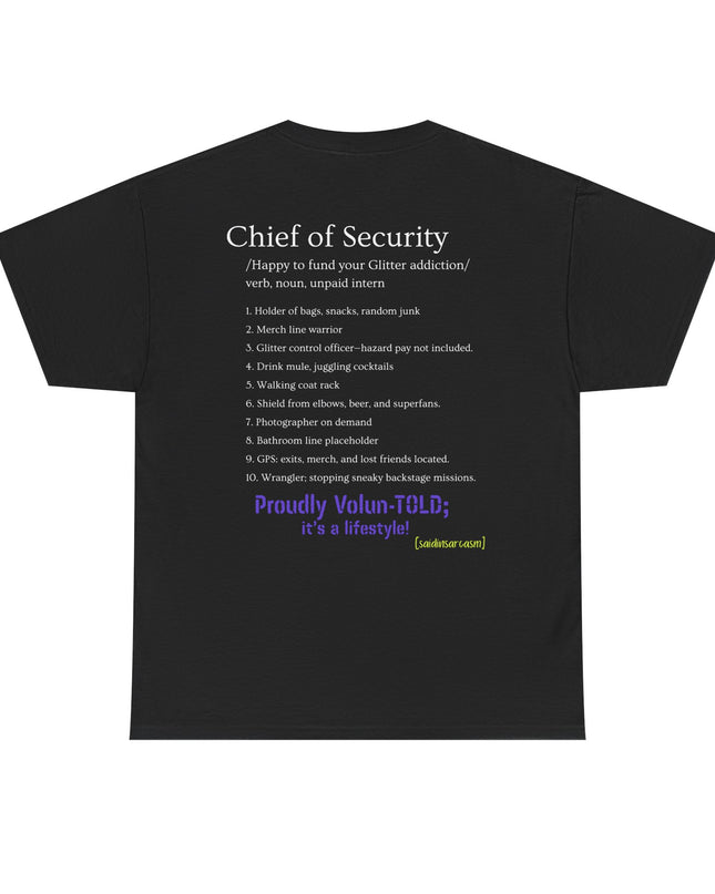 'Chief of Security' Unisex Tee - Funny Gift for Husband, Great for Father's Day, Casual Tee, Couples Apparel, Everyday Wear