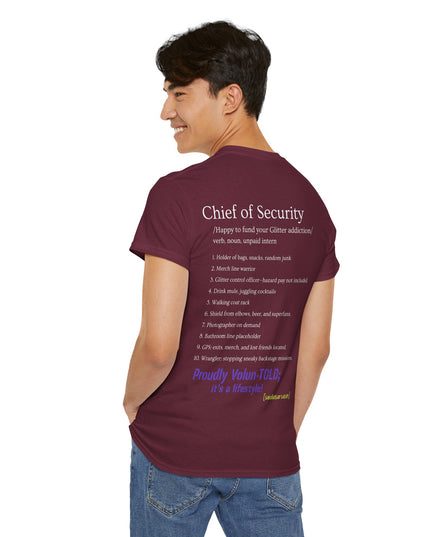 'Chief of Security' Unisex Tee - Funny Gift for Husband, Great for Father's Day, Casual Tee, Couples Apparel, Everyday Wear