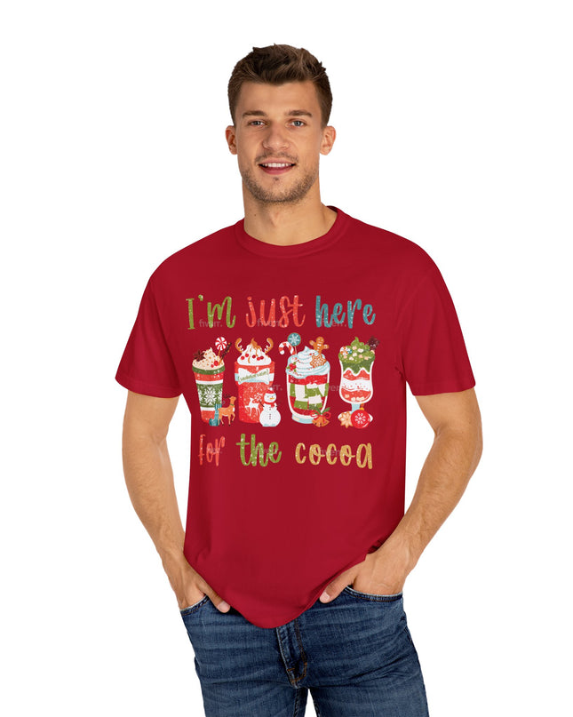 Holiday Cocoa T‑Shirt — "I'm Just Here for the Cocoa" Christmas Hot Chocolate Tee