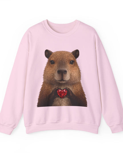 Capybara Holding Red Gem Sweatshirt — Unbothered & Valuable Crewneck