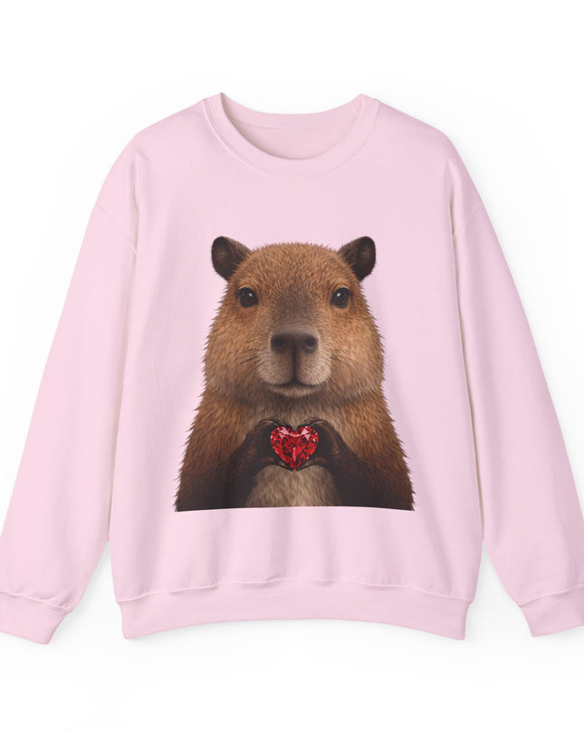 Capybara Holding Red Gem Sweatshirt — Unbothered & Valuable Crewneck