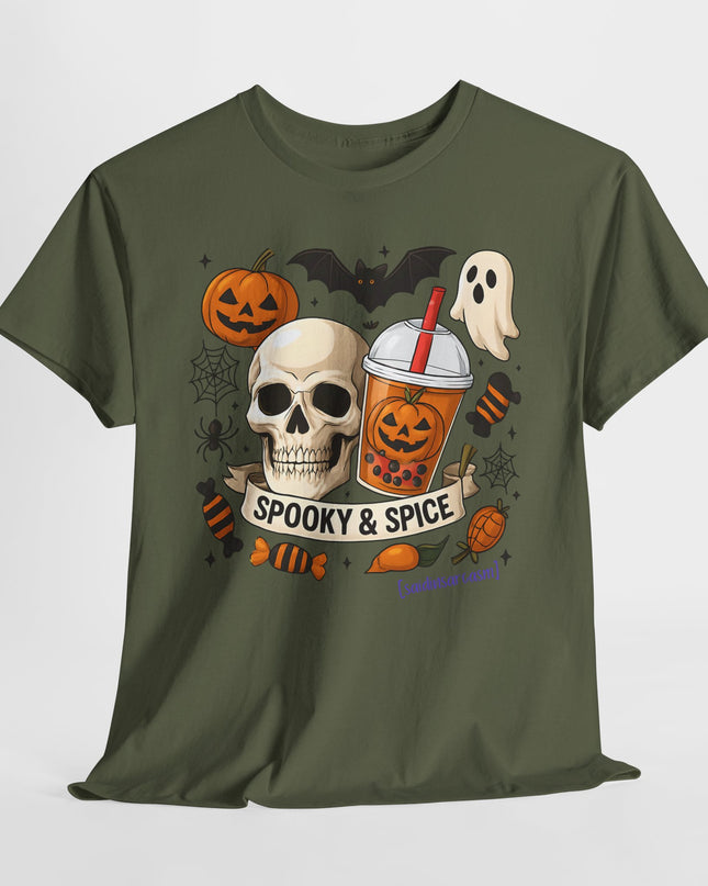 'Spooky & Spice' Halloween Pumpkin Skull T-Shirt
