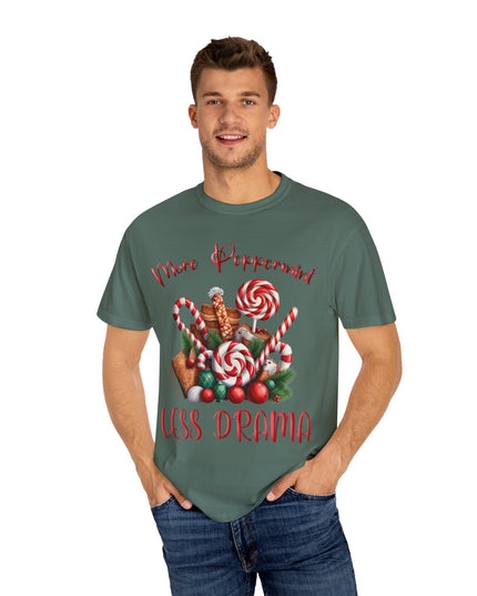 Peppermint Candy Christmas T-Shirt — "More Peppermint, Less Drama" Holiday Tee