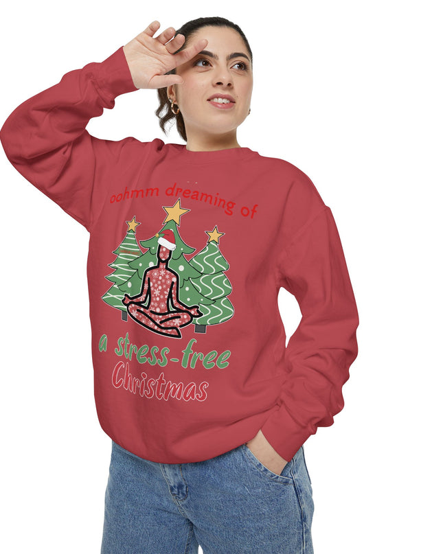 Christmas Yoga Sweatshirt — “Oohmm Dreaming of a Stress-Free Christmas” Cozy Holiday Pullover