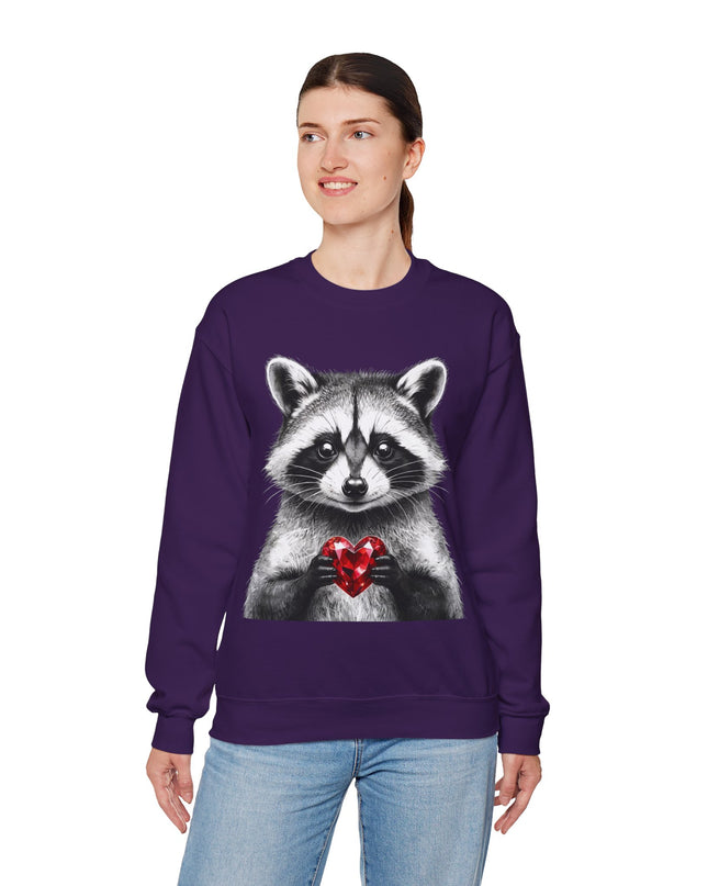 Raccoon with Red Gem Sweatshirt — Resourceful, Resilient & Worth It