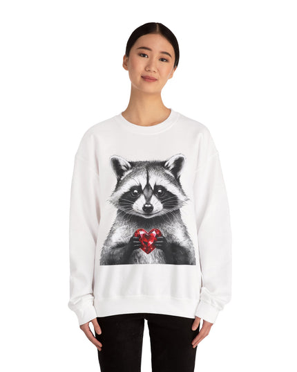 Raccoon with Red Gem Sweatshirt — Resourceful, Resilient & Worth It