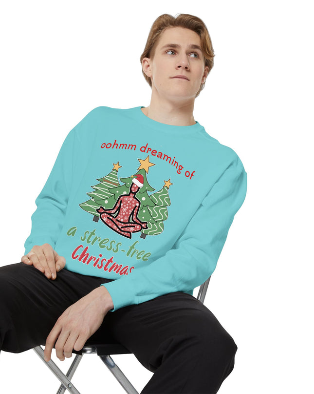 Christmas Yoga Sweatshirt — “Oohmm Dreaming of a Stress-Free Christmas” Cozy Holiday Pullover