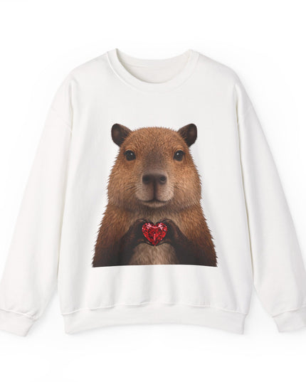 Capybara Holding Red Gem Sweatshirt — Unbothered & Valuable Crewneck