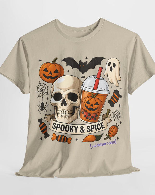 'Spooky & Spice' Halloween Pumpkin Skull T-Shirt