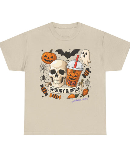 'Spooky & Spice' Halloween Pumpkin Skull T-Shirt