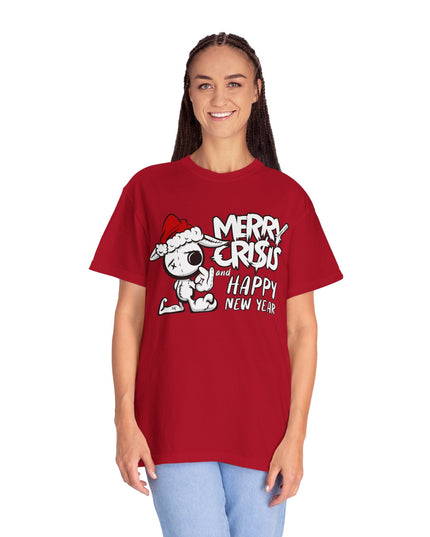 Christmas Crisis Graphic T-Shirt — 'Merry Crisis Happy New Year' Cute Santa Bear Tee