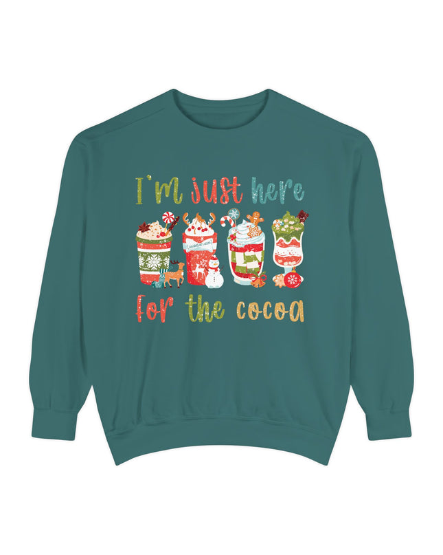 Holiday Sweatshirt - "I'm Just Here for the Cocoa" Christmas Cocoa Crewneck