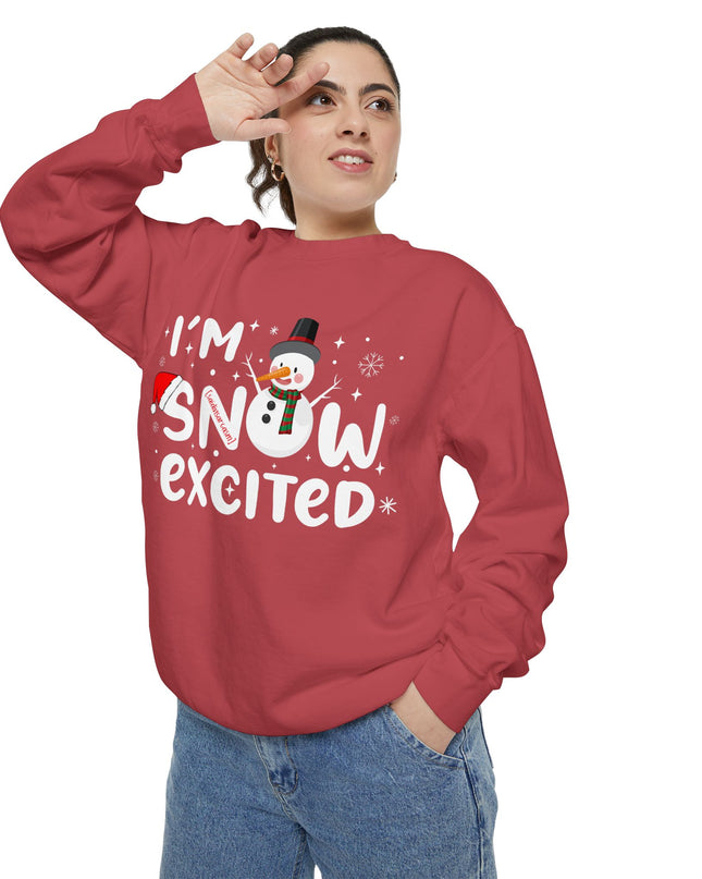Holiday Sweatshirt — "I'm Snow Excited" Snowman Christmas Crewneck