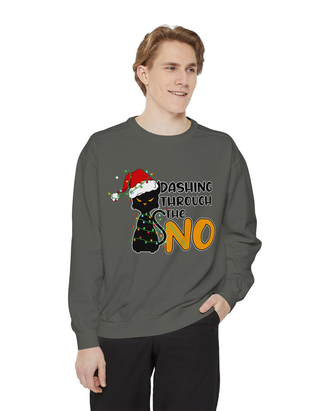 'Dashing Through The No' - Cat Christmas Sweat Shirt
