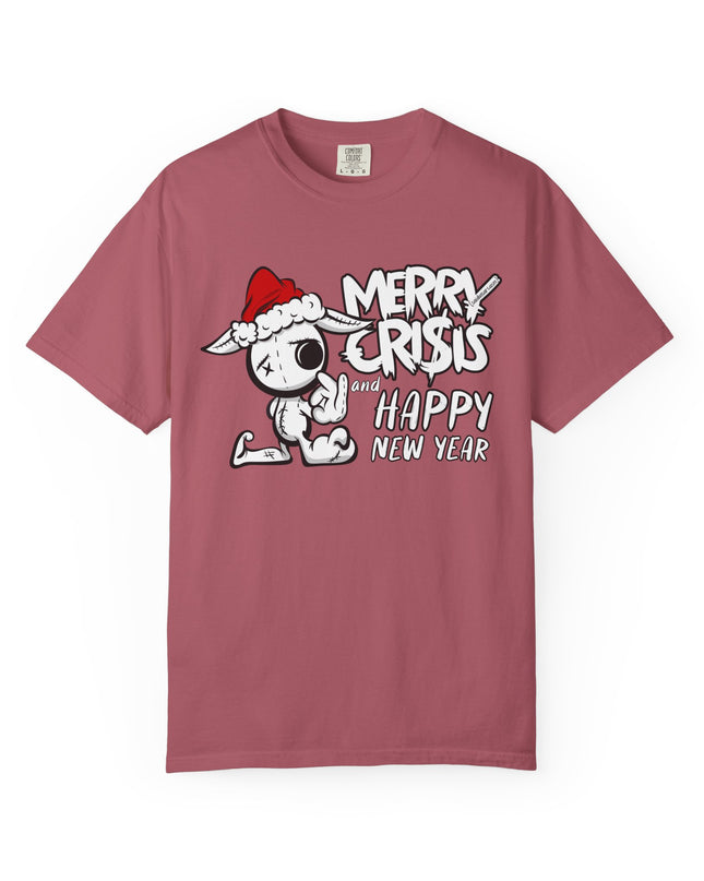 Christmas Crisis Graphic T-Shirt — 'Merry Crisis Happy New Year' Cute Santa Bear Tee